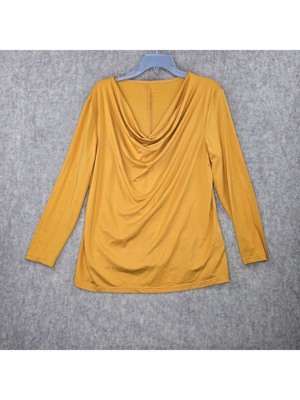 Emery Rose Womens Long-Sleeve Cowl Neck Top Mustard Yellow Size M Polyester